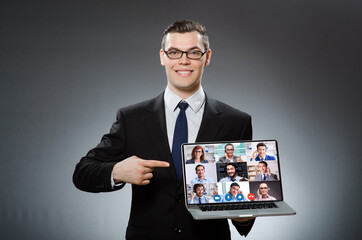 Concept of remote video conferencing during pandemic