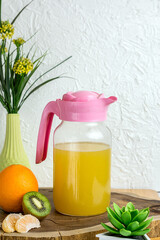 still life with fruits and juice