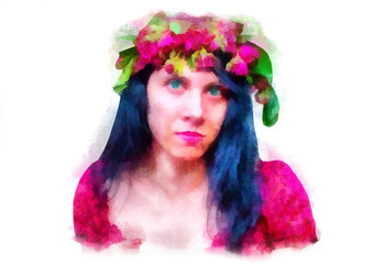 female portrait girl art on white background