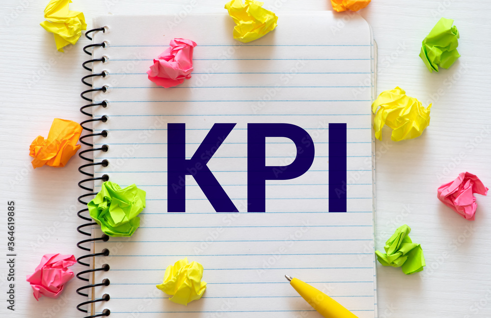 Poster notebook with toolls and notes about kpi,concept