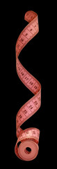 pink measuring tape isolated on background, length gauge, human body, body care concept