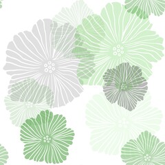 Light Green vector seamless abstract design with flowers. Decorative design of flowers on white background. Texture for window blinds, curtains.