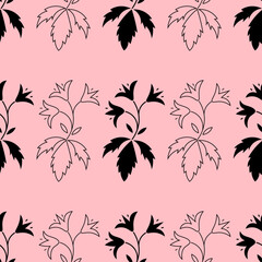 Seamless floral pattern, abstract flowers with petals on pink background, vector illustration.