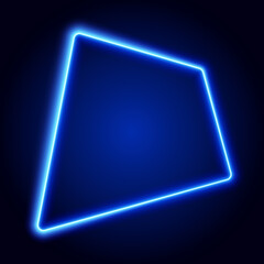Neon geometric frame, sign on dark background, vector illustration.