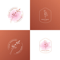 brush logo, flower logo, water color, design elements