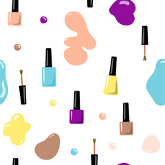 Seamless pattern with accessories for manicure. Vector illustration.