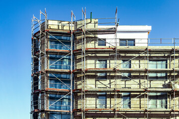 Building with scaffolding