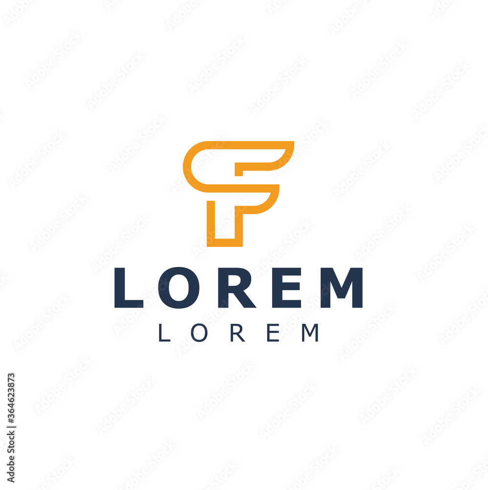 Fototapete letter f logo icon design template element with linear style