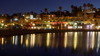 Fototapeta na wymiar Blue Hour over Capitola Village. Capitola, Santa Cruz County, California, USA.