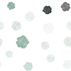 Light Blue, Green vector seamless natural pattern with flowers. Flowers in natural style on white background. Design for textile, fabric, wallpapers.