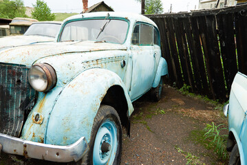 car, retro car blue