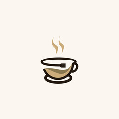 Fork Coffee Café Menu Abstract Creative Modern Icon Logo Design Template Element Vector