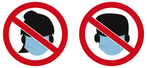 Do not wear a face mask symbols