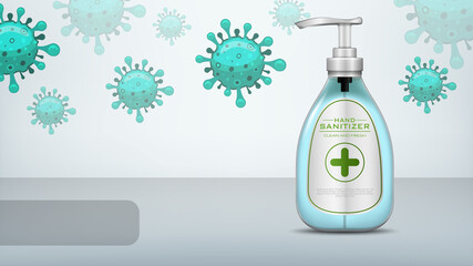 Illustrations hand sanitizer concept for coronavirus disease COVID-19	