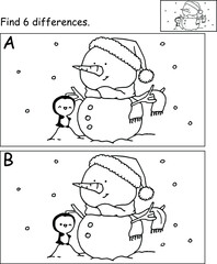 vector snowman cartoon find difference 