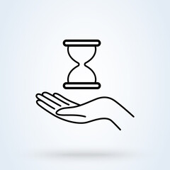 Hand hold time. Time management line. Time control, planning or management concept. illustrator