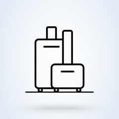 Baggage, luggage line icon, outline sign, linear style pictogram isolated on white. Symbol, logo illustration