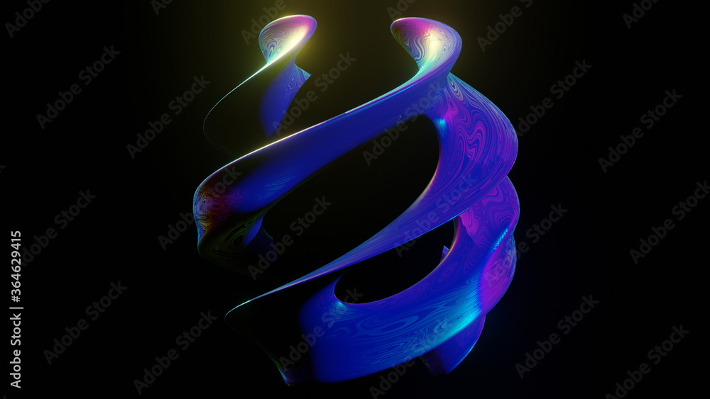 Poster abstract seamless loop of 3d render colorful object on a black background. use for your advertising 