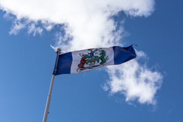 Kelowna, BC, Canada Flag Waving In The Wind