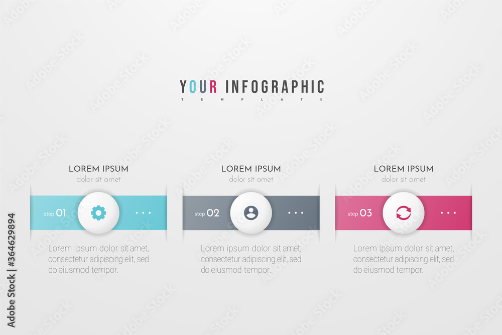 Aufkleber infographic concept design with 3 options, steps or processes. can be used for workflow layout, annu
