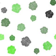 Light Green vector seamless doodle backdrop with flowers. Colorful illustration in doodle style with flowers. Design for wallpaper, fabric makers.