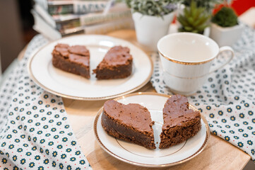 chocolate brownie on white dish