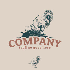 T-Rex Vintage illustratiom symbol vector for commercial use such as t shirt print, merchandise, poster etc © creativica