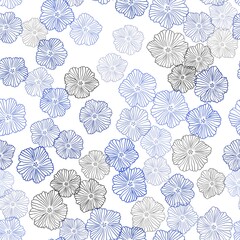 Fototapeta na wymiar Light BLUE vector seamless abstract pattern with flowers. Colorful illustration in doodle style with flowers. Design for wallpaper, fabric makers.