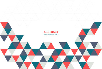 Abstract modern geometric template with red green and gray triangle on white background. Design with dash pattern and copy space for text. Vector Illustration.