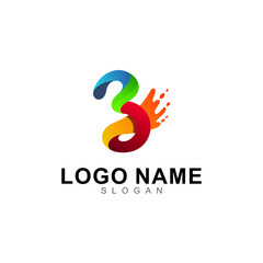 initial letter B logo 3d style and water design template