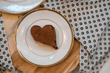 chocolate brownie on white dish