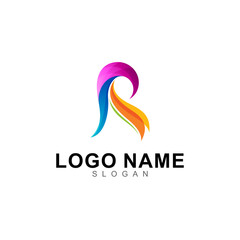 Obraz premium initial letter R logo 3d style, colorful design template