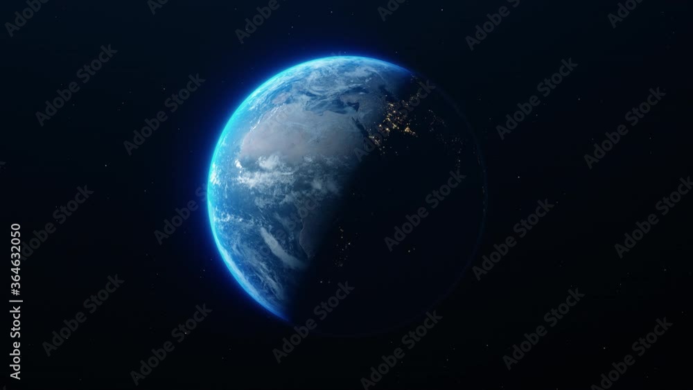 Wall mural rotating planet earth from space. seamless loop animation. textures from the nasa website