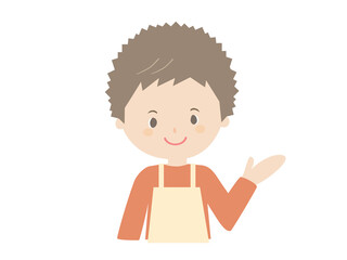 Illustration of a young man wearing an apron