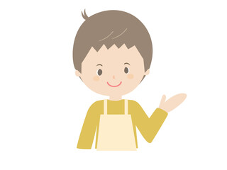 Illustration of a young man wearing an apron
