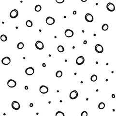 Doodle circles seamless pattern. Black dots texture background.