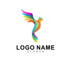 Naklejka premium bird logo 3d style design template