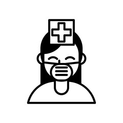 nurse wearing medical masks line style