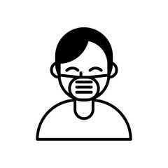 man using face mask line style icon