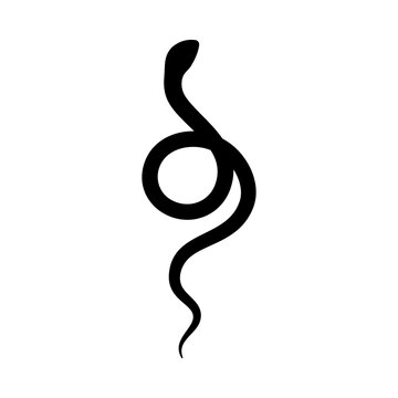Black snake Silhouette in a simple minimalistic style. Vector isolated illustration on a white background.