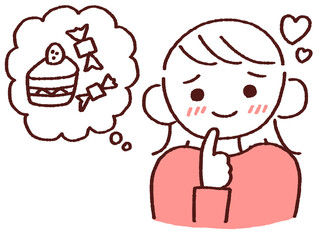 甘いものに夢中な若い女性