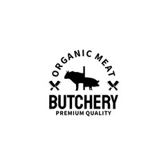 Butcher Shop Logo Vector Illustration Cow and Pig Meat Stock Vector 