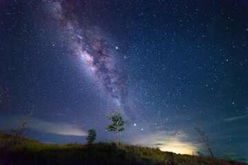 Beautiful nightscape with Starry and Milky Way Galaxy rising in Kudat Sabah North Borneo. Image...