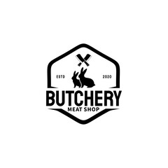 Butcher Shop Logo Vector Illustration Rabbit Meat Stock Vector 