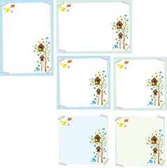 a natural background with the theme of the house of birds on the tree.A background that gave a change in size to the same design.Good background for A4 size.Vector source for moving and editing indivi