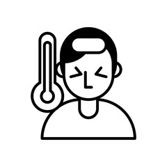 person with fever covid19 symptom line style icon