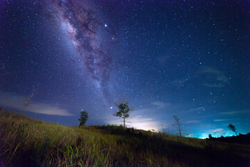 Beautiful nightscape with Starry and Milky Way Galaxy rising in Kudat Sabah North Borneo. Image...