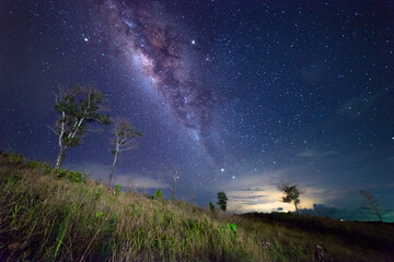 Beautiful nightscape with Starry and Milky Way Galaxy rising in Kudat Sabah North Borneo. Image...