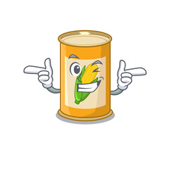 Obraz premium Cartoon design of corn tin showing funny face with wink eye