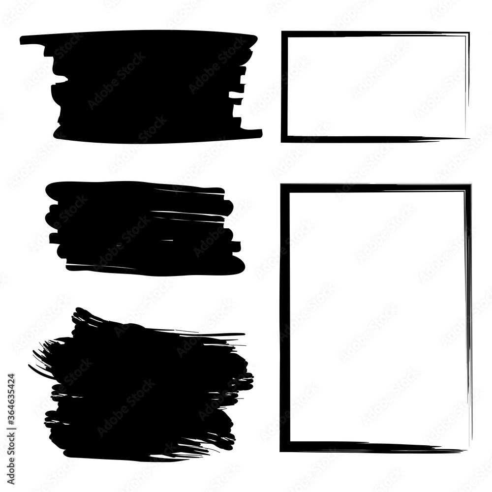 Aufkleber grunge texture from black paint. rectangular black ink square. rough rectangles. vector image. stock